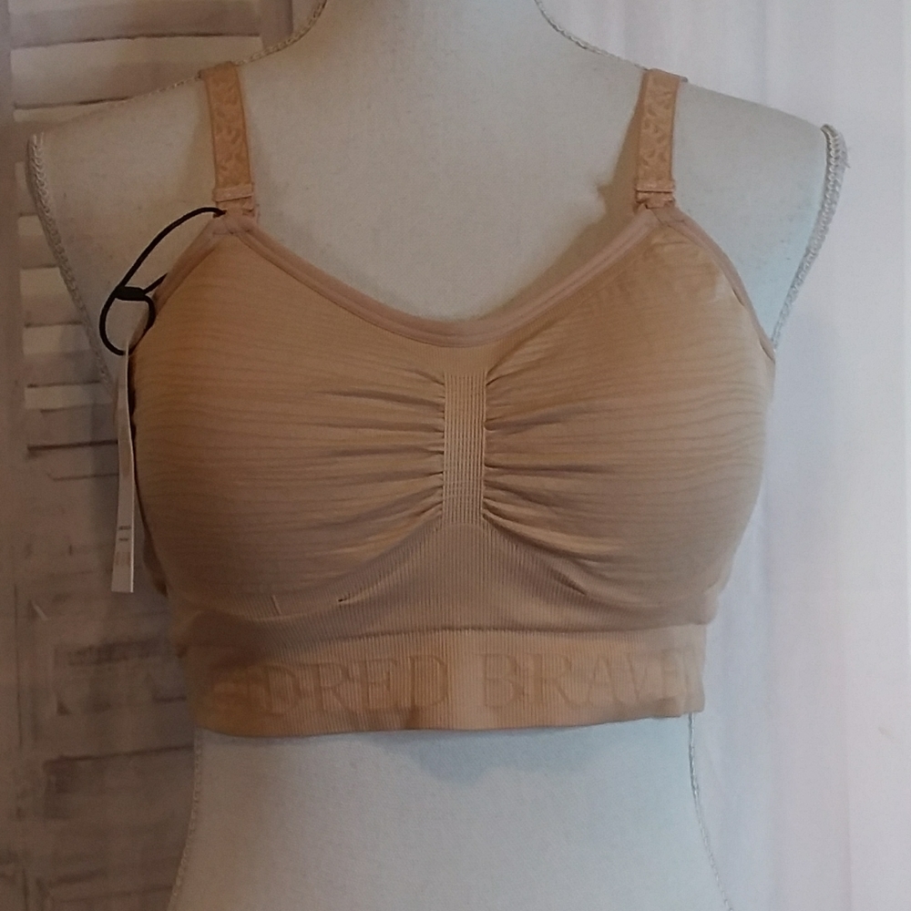 Kindred Bravely Sublime beige Hands Free Pumping Nursing Sports Bra size M